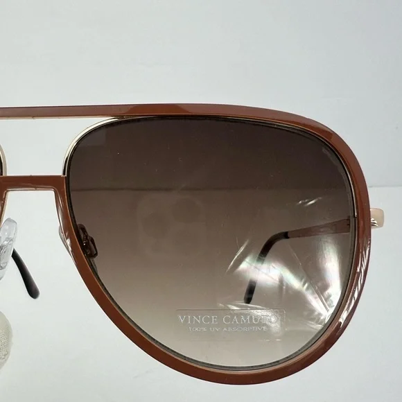 VINCE CAMUTO AVIATOR SUNGLASSES,2 TONE METAL FRAME, BROWN & GOLD, FADING LENSES - Picture 6 of 14